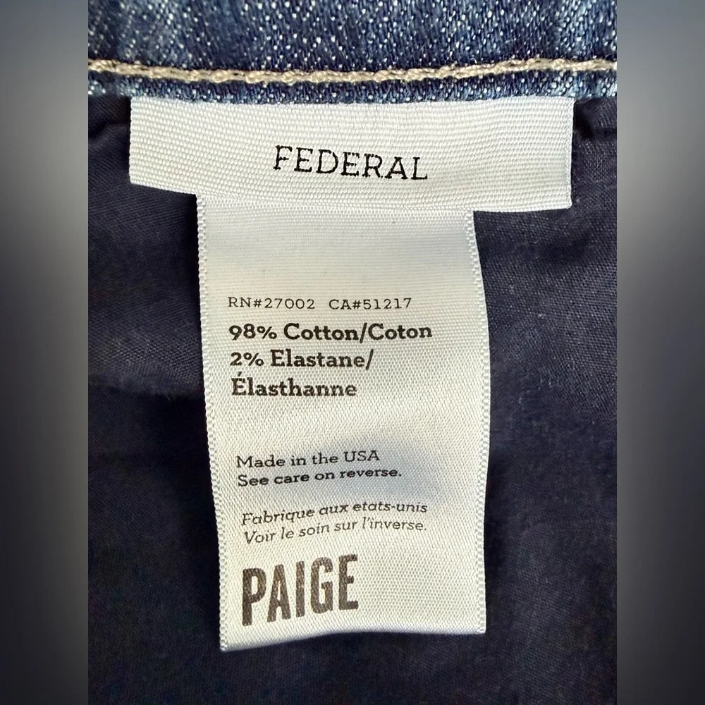 PAIGE Federal Slim Fit Jeans 👖 Men’s 40x31 Blue Stretch Denim Made in USA 🇺🇸